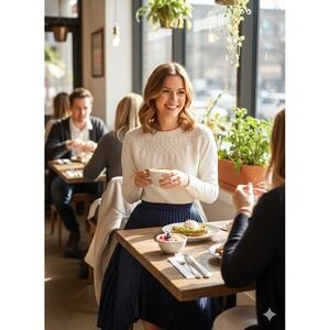 Talbots Petites Cream Cable Knit Sweater Long Sleeve Crew Neck Petite Small